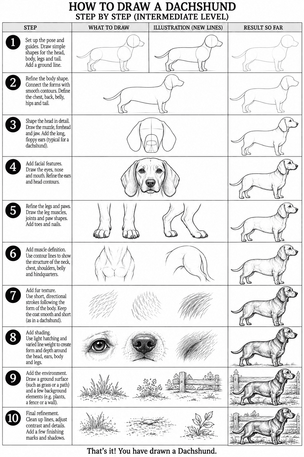 Dachshund drawing tutorial